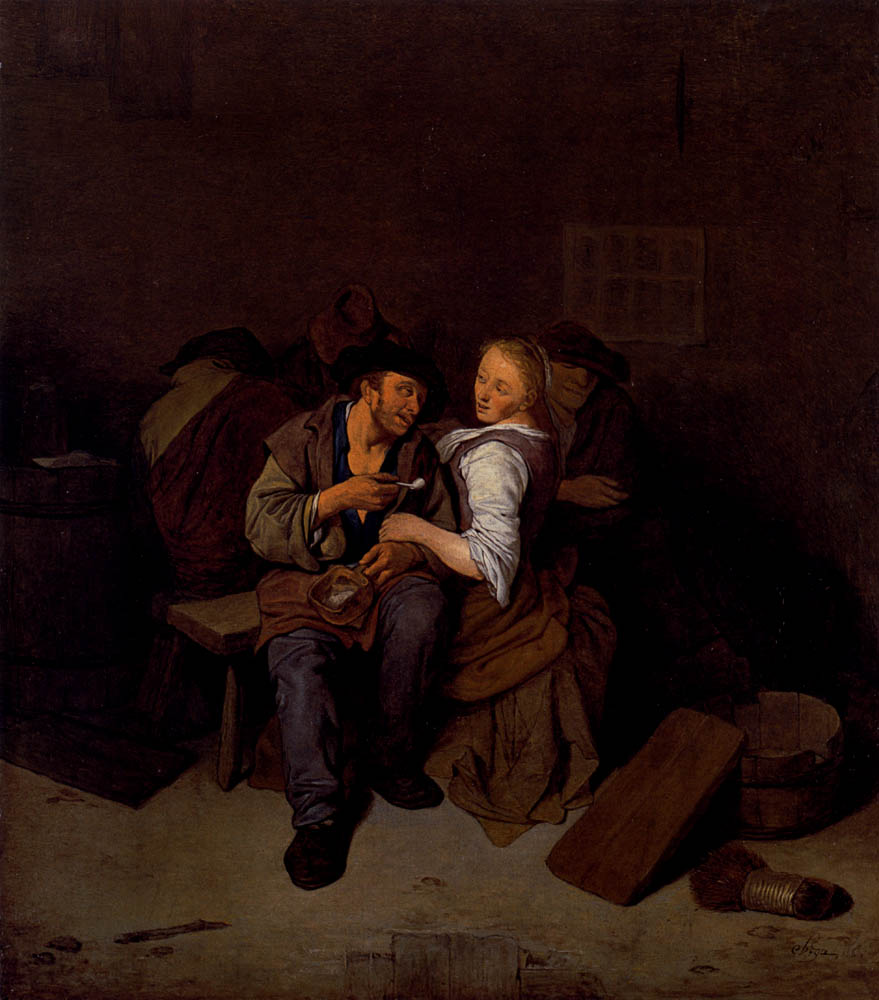 An Amorous Couple In A Tavern by Cornelis Bega
